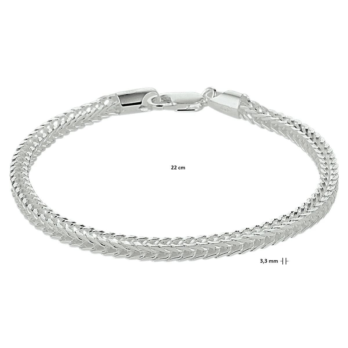 vossestaart 3,3 mm zilver wit