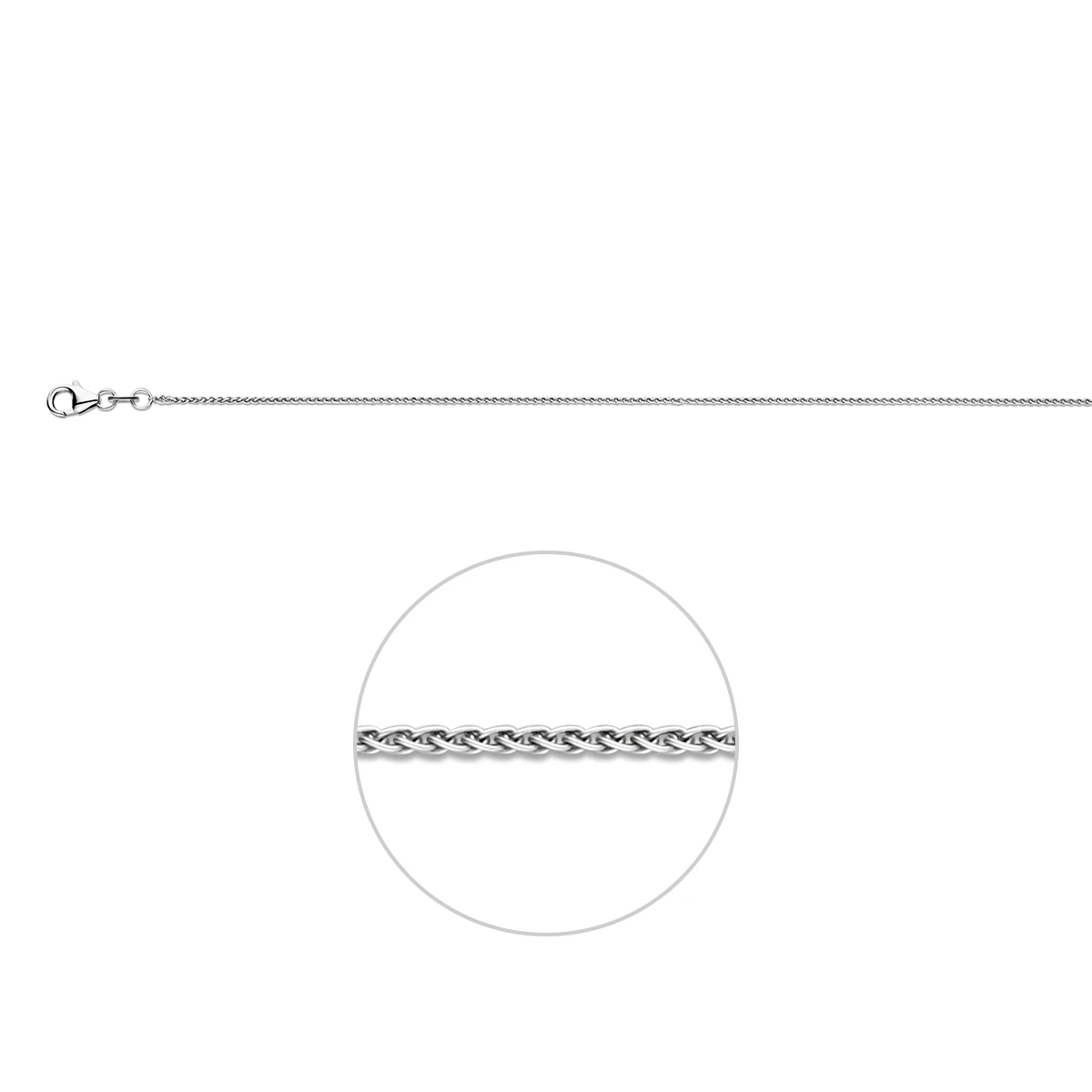 vossestaart rond 1,1 mm zilver gerhodineerd