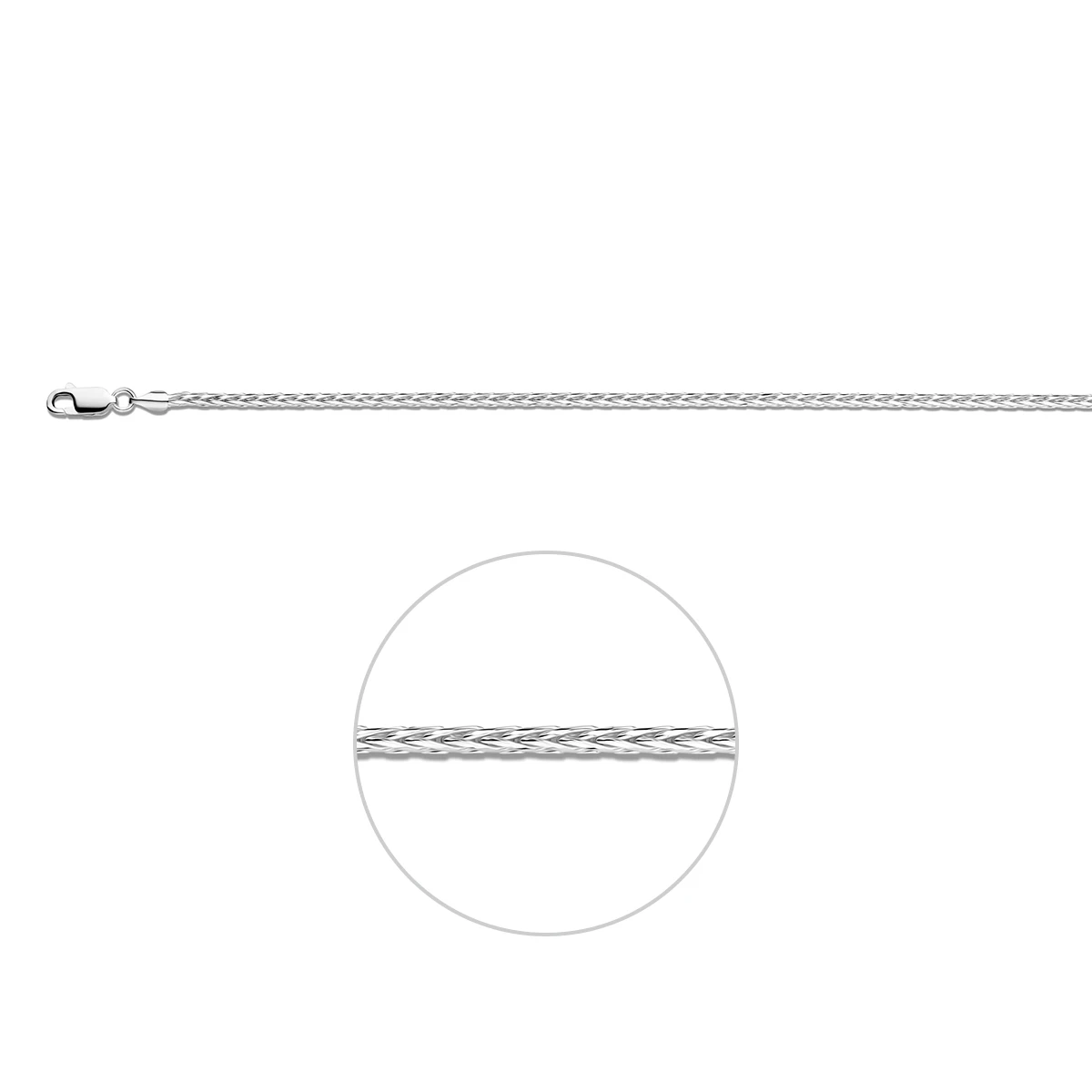 vossestaart rond 2,0 mm zilver gerhodineerd