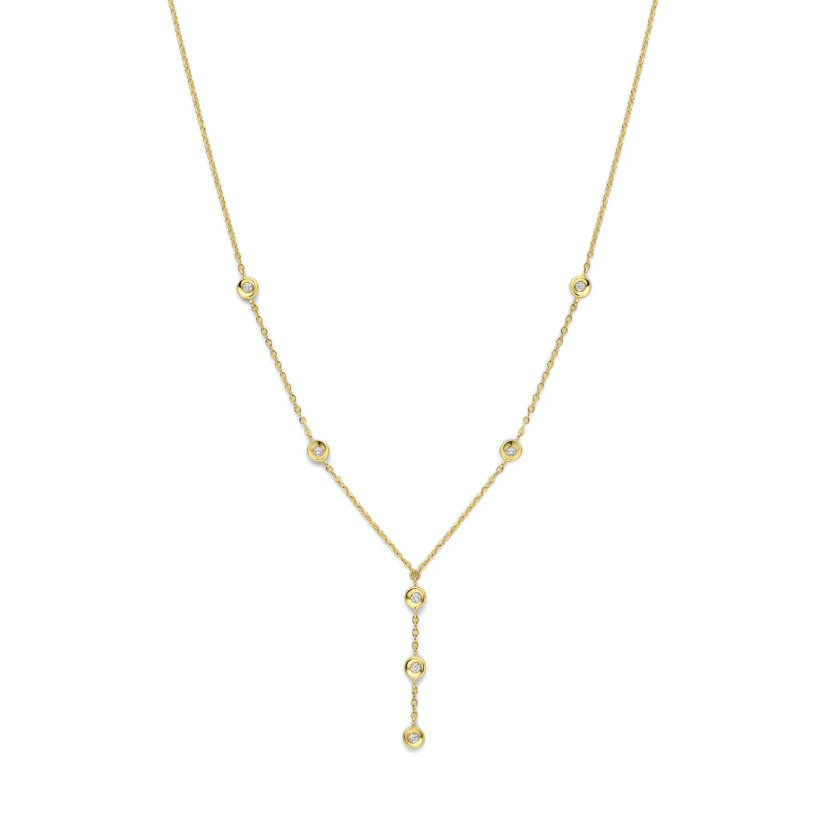 y-collier diamant 0.21ct h si 40 + 2 + 2 cm 14K geelgoud