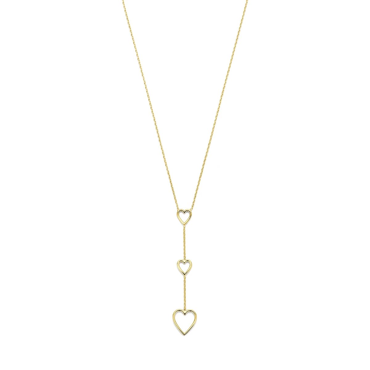 y-collier hartjes 41 + 4 cm 3 micron zilver verguld (geel)