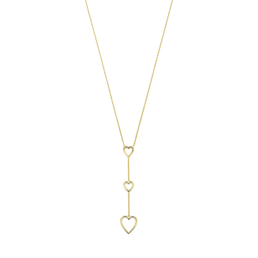 y-collier hartjes 41 + 4 cm 3 micron zilver verguld (geel)