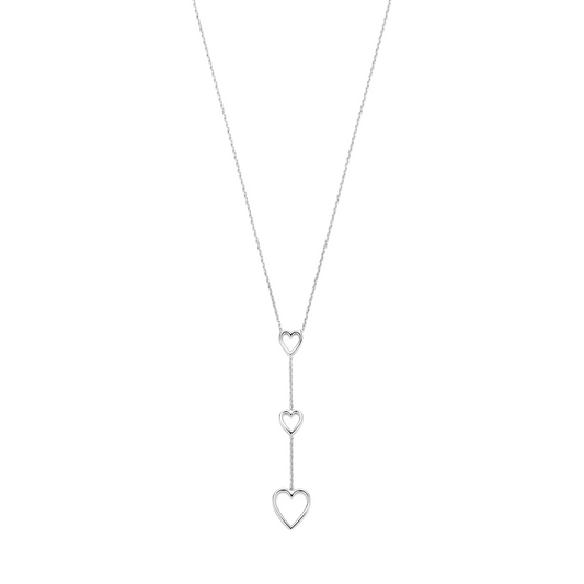 y-collier hartjes 41 + 4 cm zilver gerhodineerd