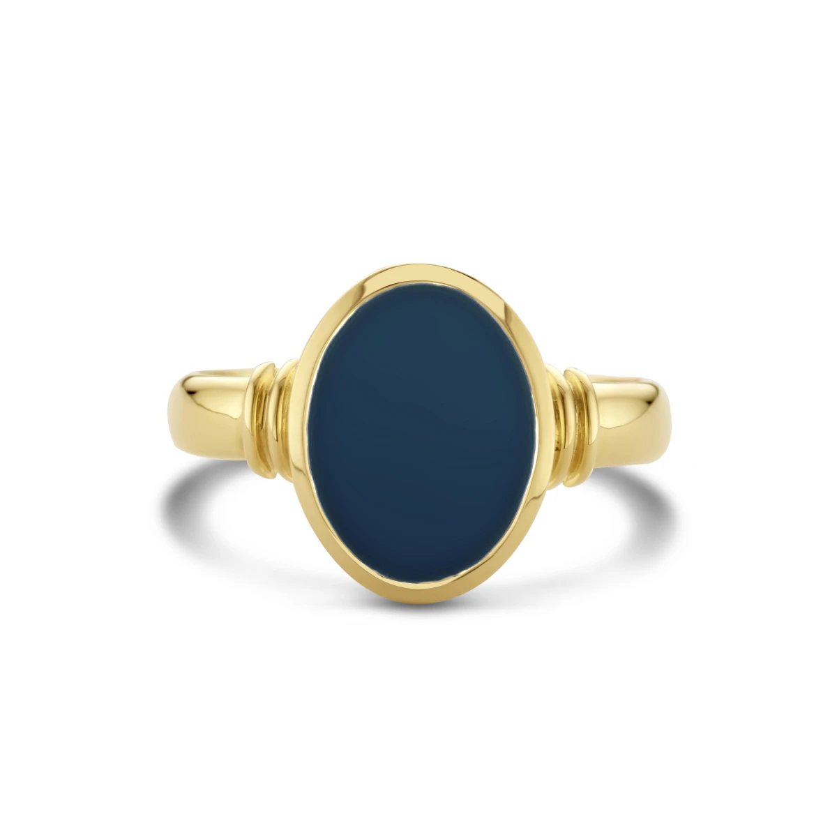 zegelring massief lagensteen 11 x 8,5 mm 14K geelgoud