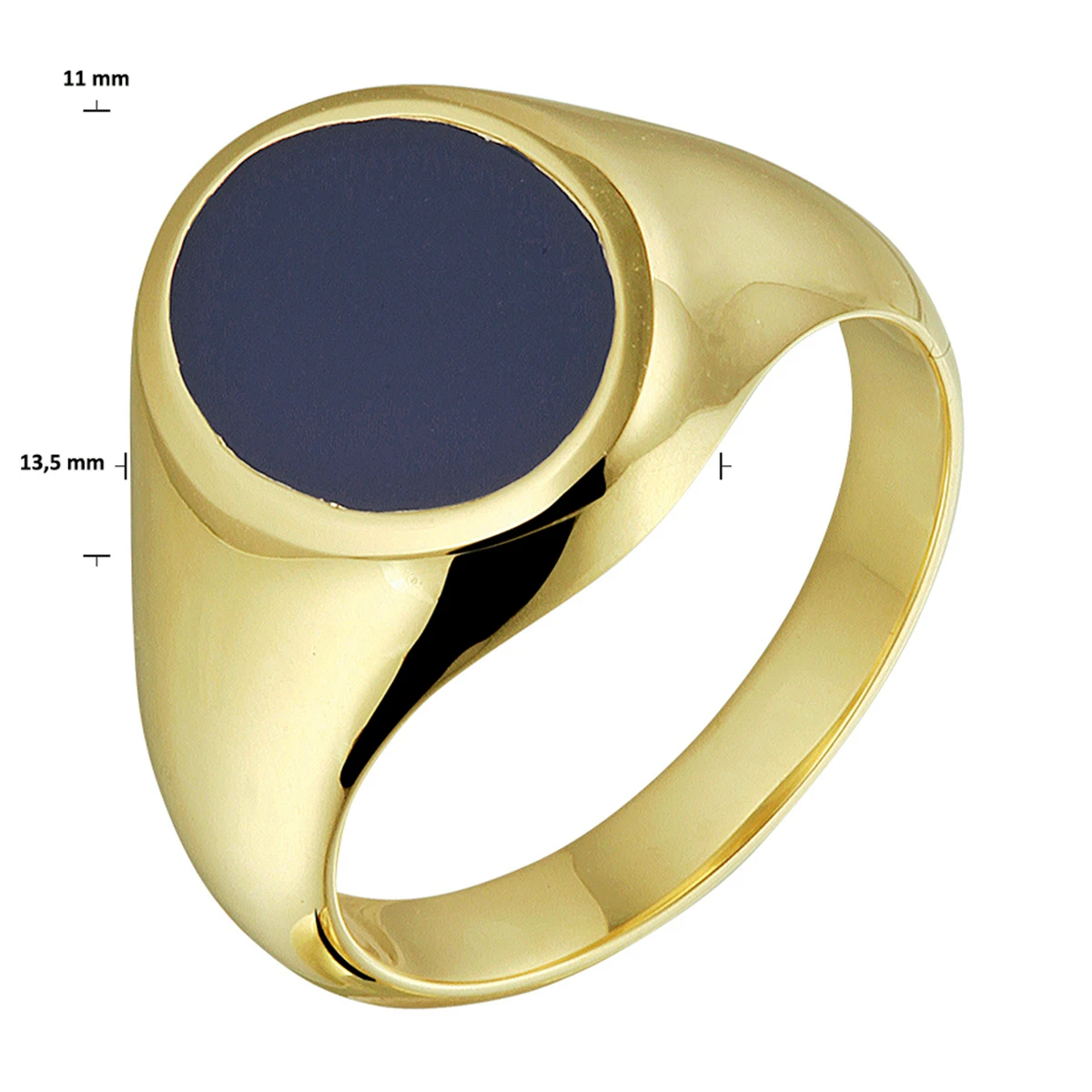 zegelring massief lagensteen 11 x 8 mm 14K geelgoud