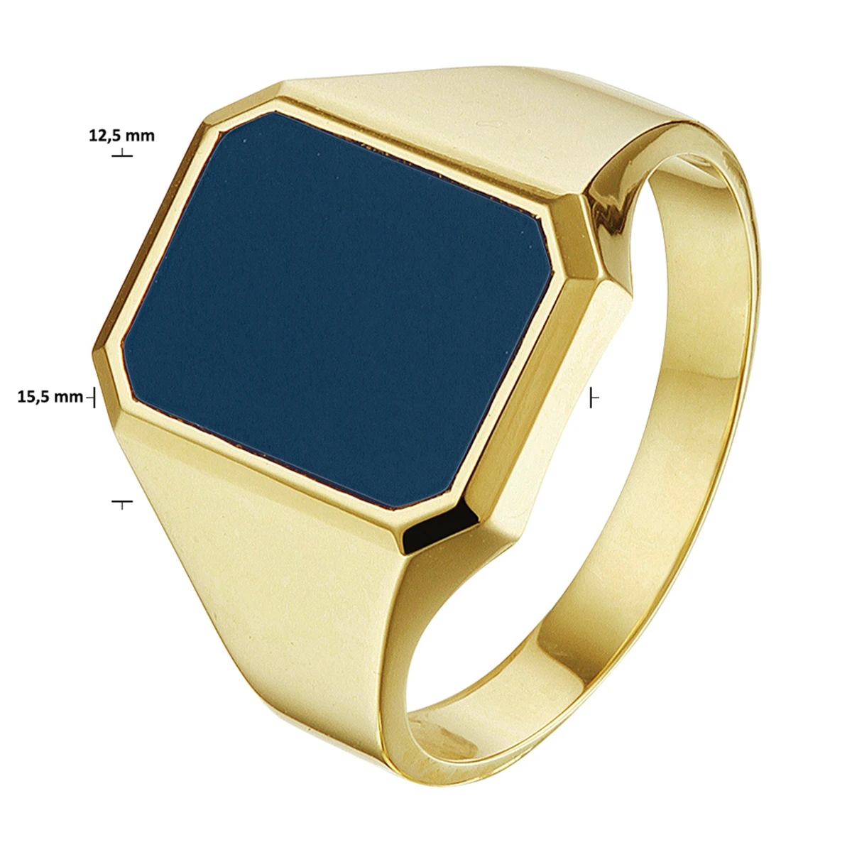 zegelring massief lagensteen 14K geelgoud