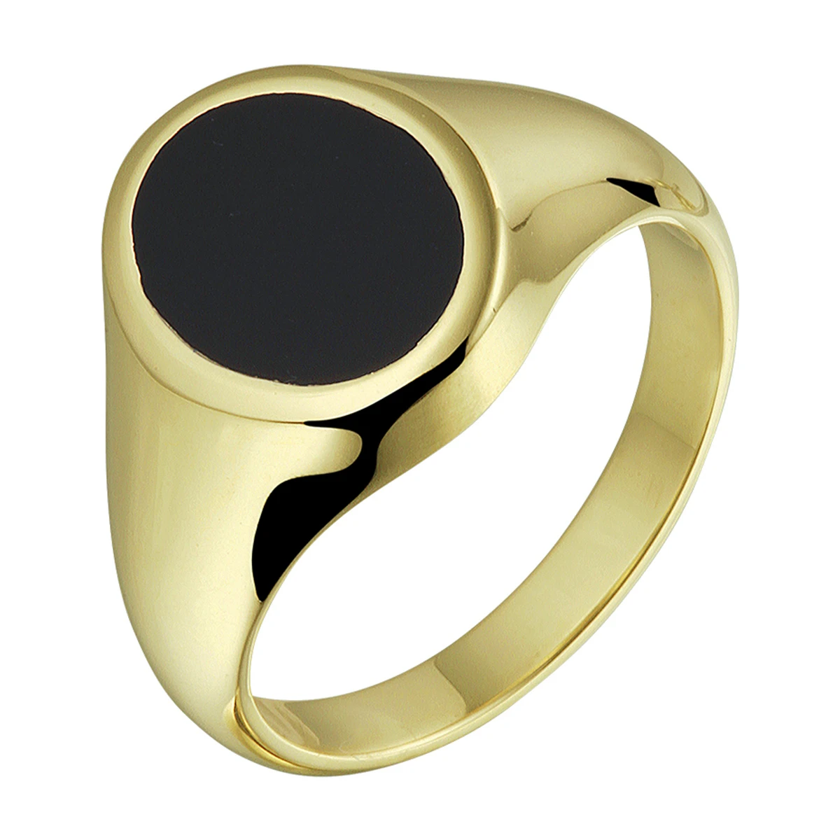zegelring massief onyx 11 x 8 mm 14K geelgoud