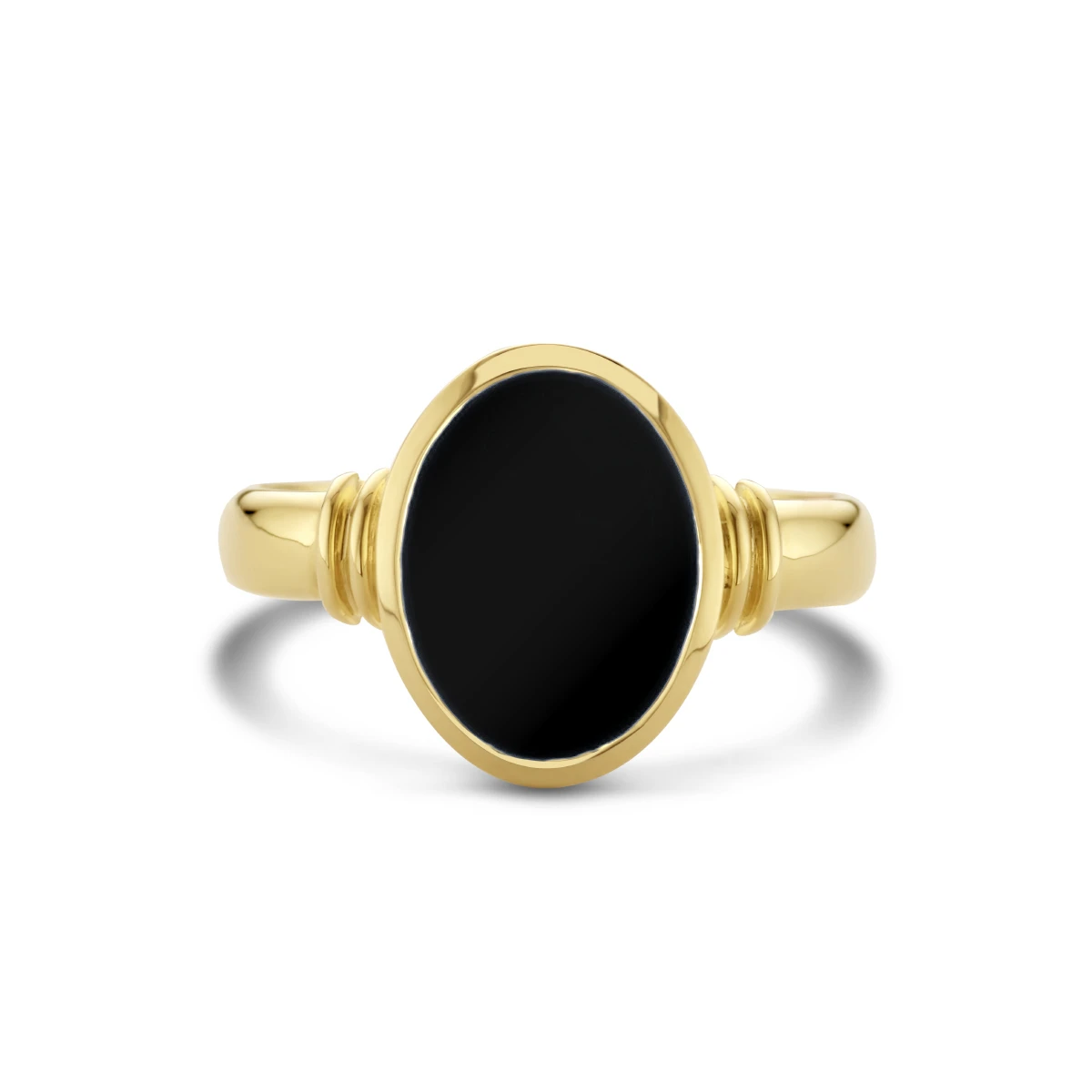 zegelring massief onyx 11 x 8,5 mm 14K geelgoud