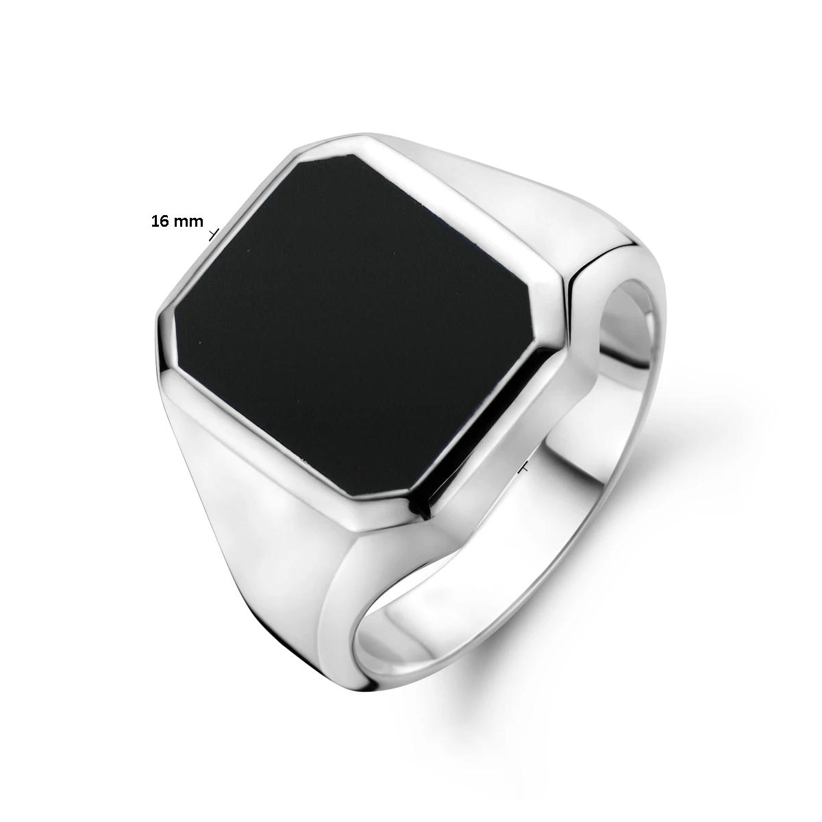 zegelring massief onyx 13 x 11 mm zilver wit