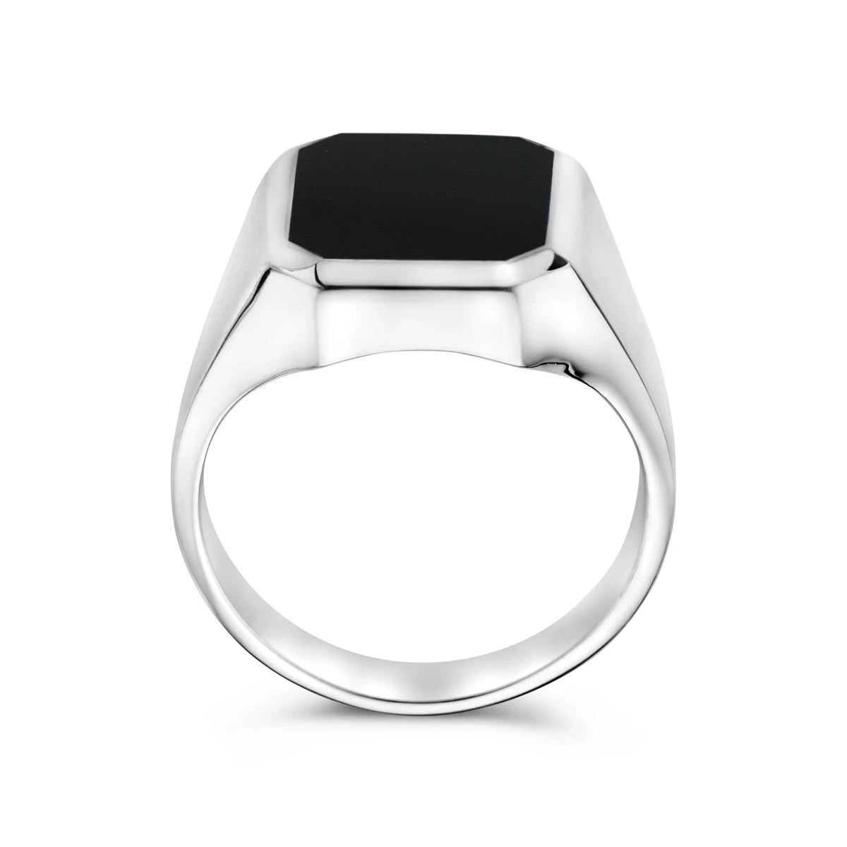 zegelring massief onyx 13 x 11 mm zilver wit