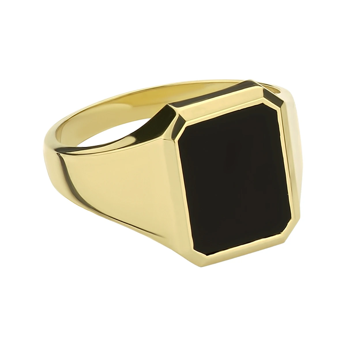 zegelring massief onyx 14K geelgoud