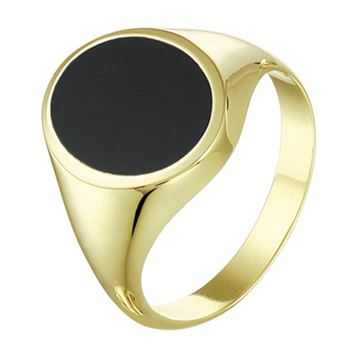 zegelring massief onyx 14K geelgoud