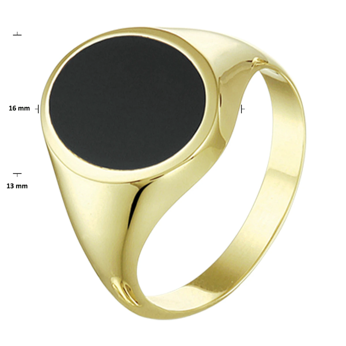 zegelring massief onyx 14K geelgoud