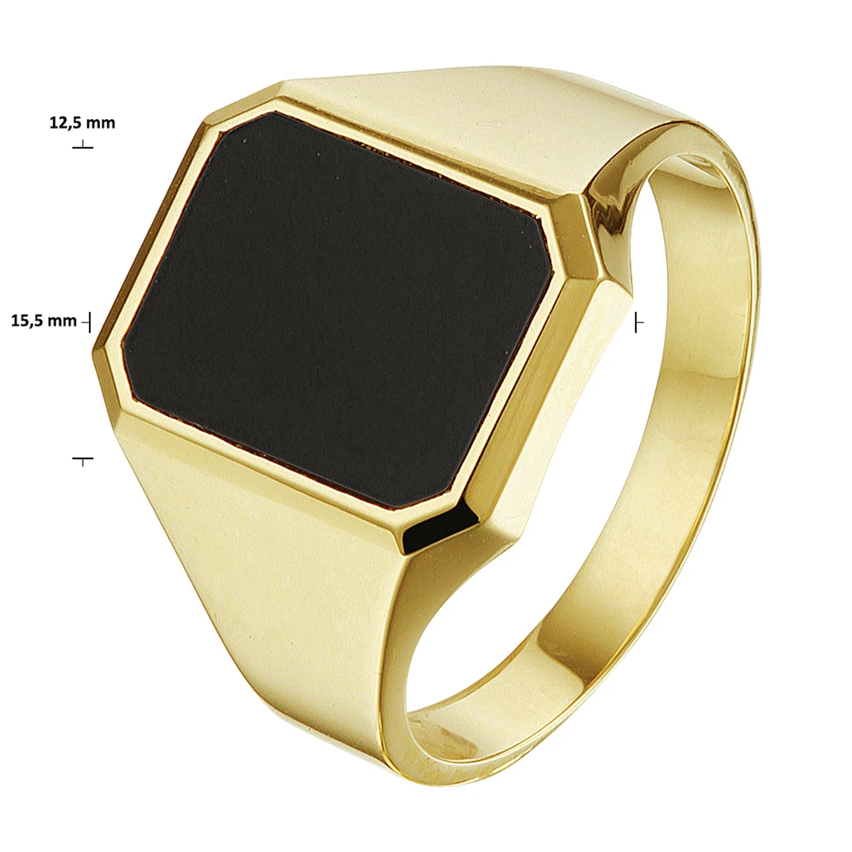 zegelring massief onyx 14K geelgoud
