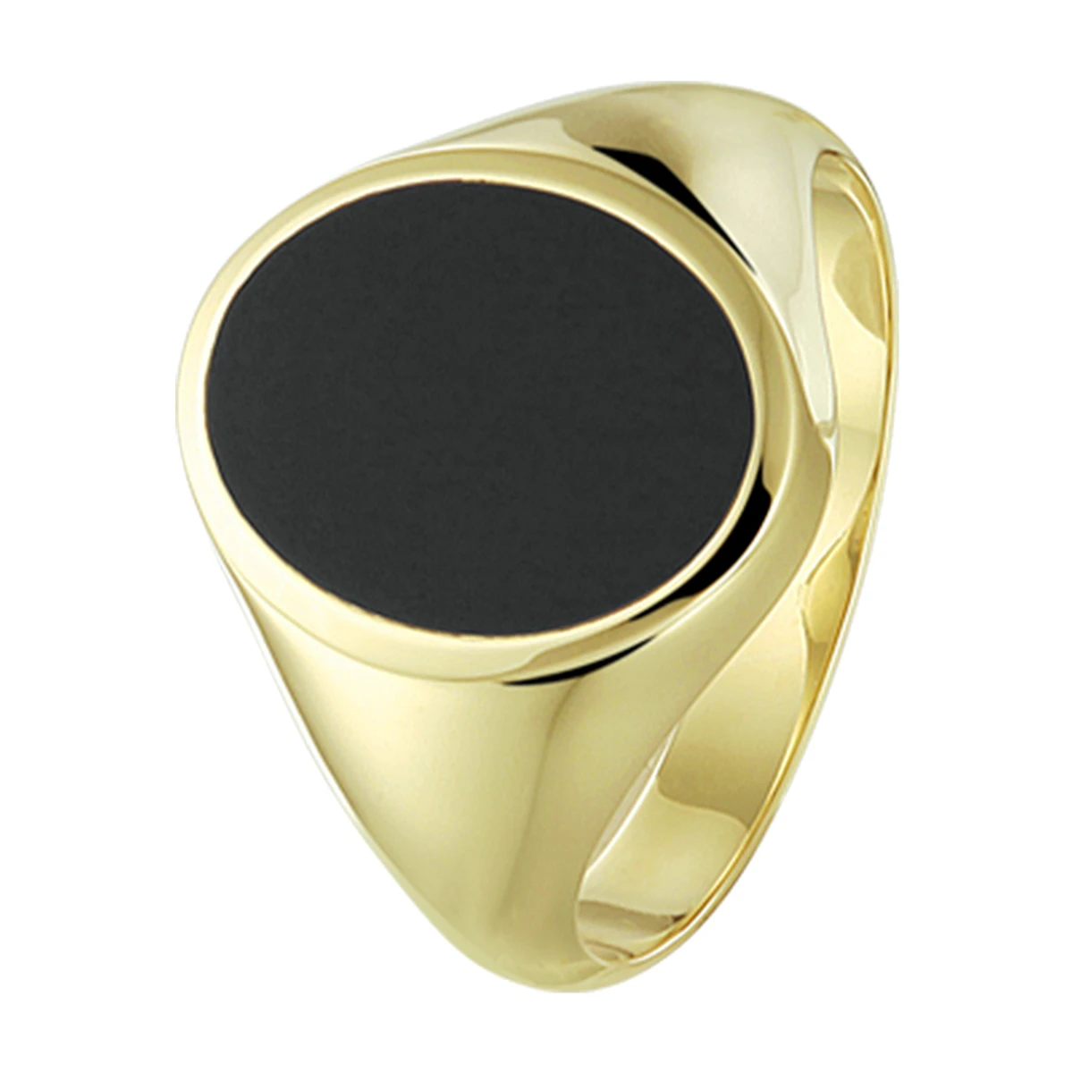 zegelring massief onyx 14K geelgoud
