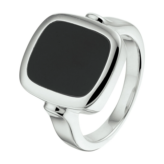 zegelring massief onyx zilver gerhodineerd