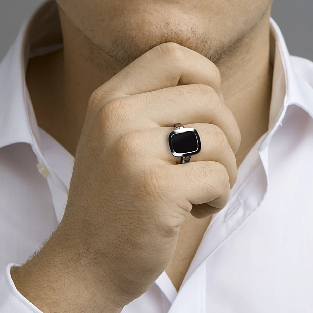 zegelring massief onyx zilver gerhodineerd
