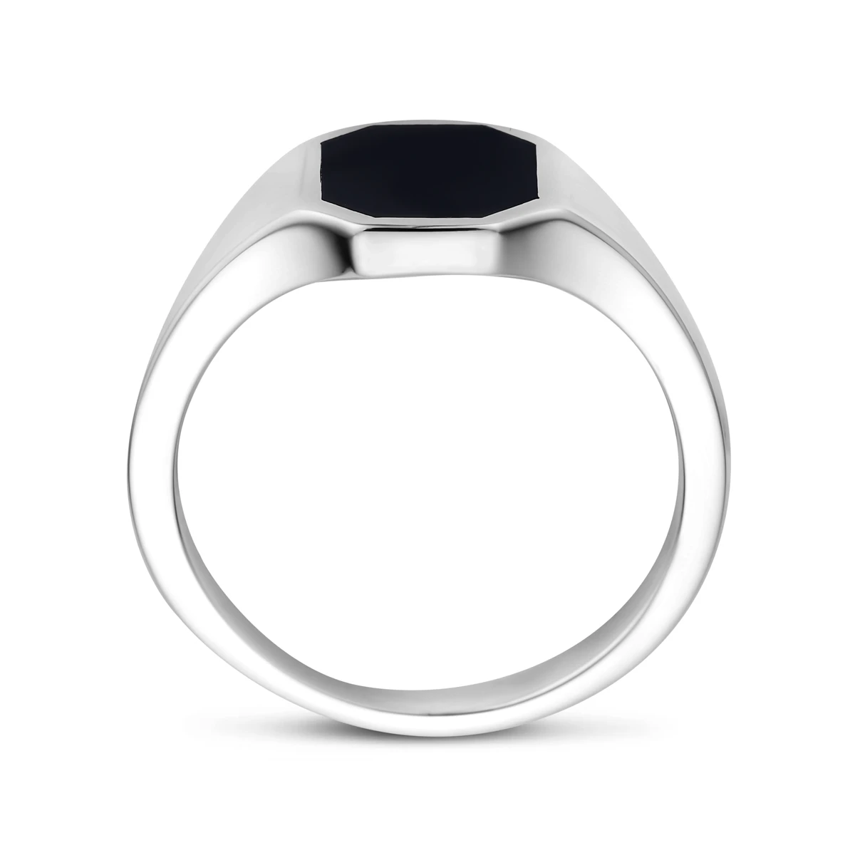 zegelring massief onyx zilver wit
