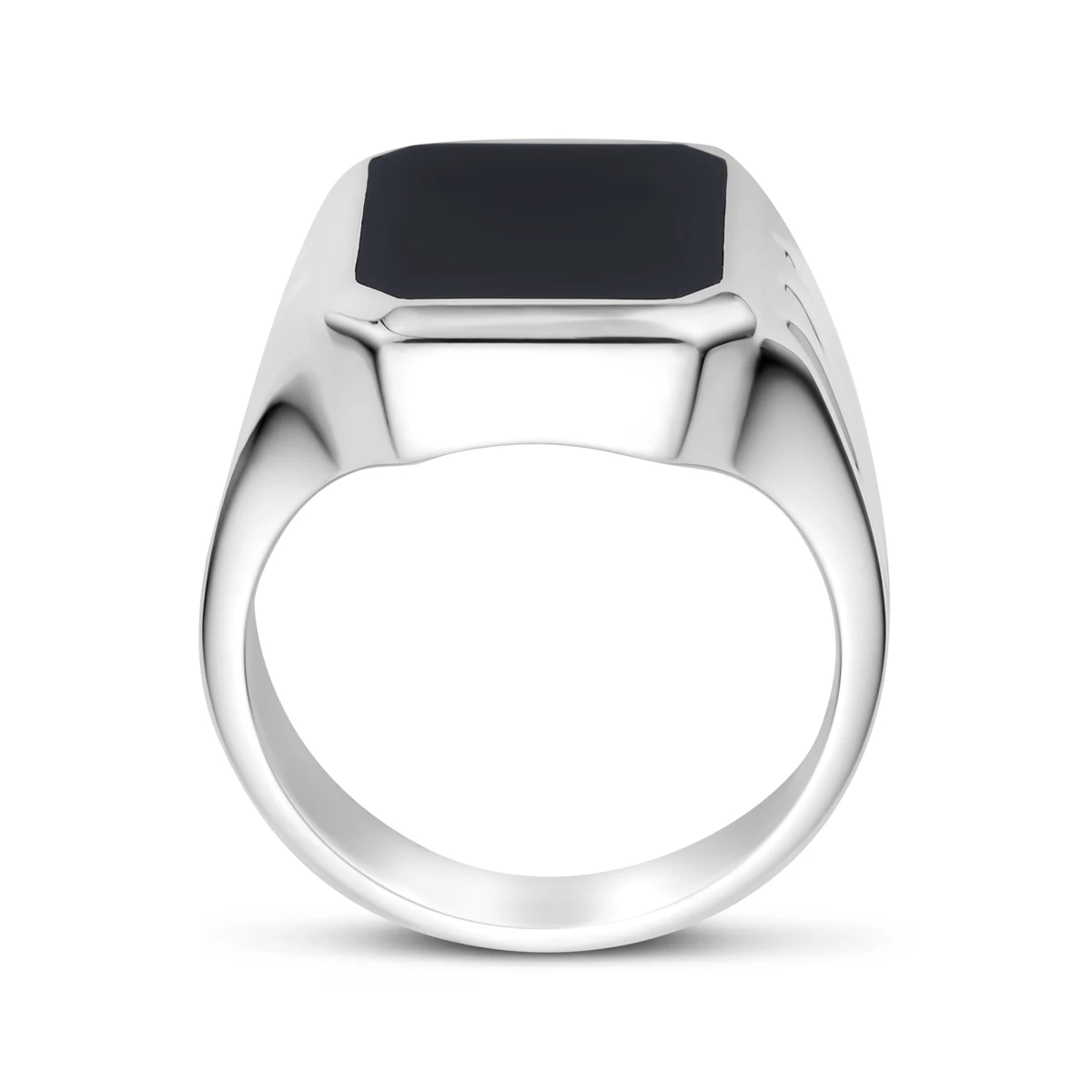zegelring massief onyx zilver wit