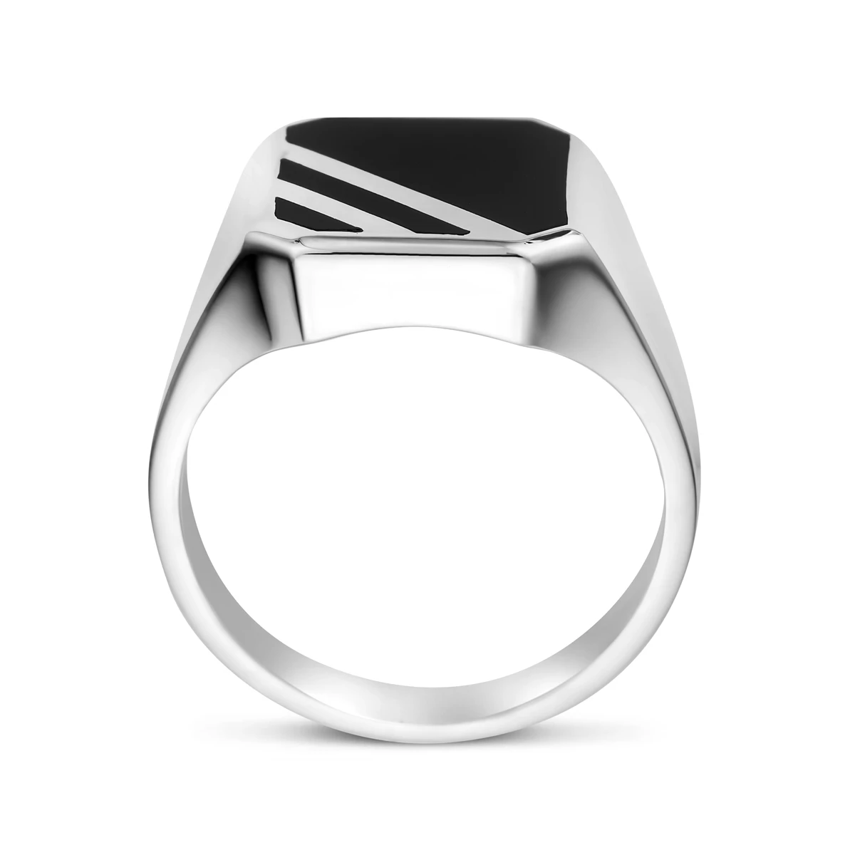 zegelring massief onyx zilver wit