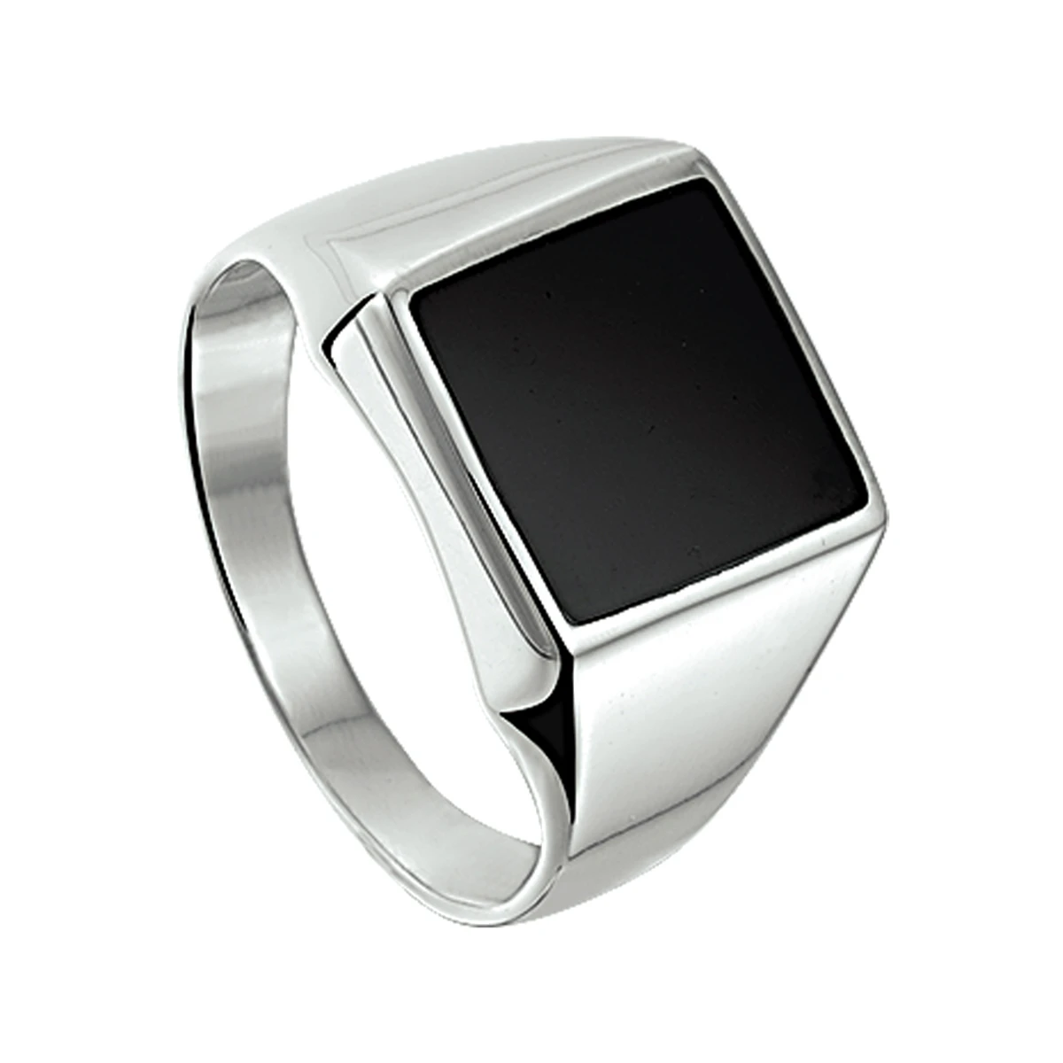 zegelring massief onyx zilver wit