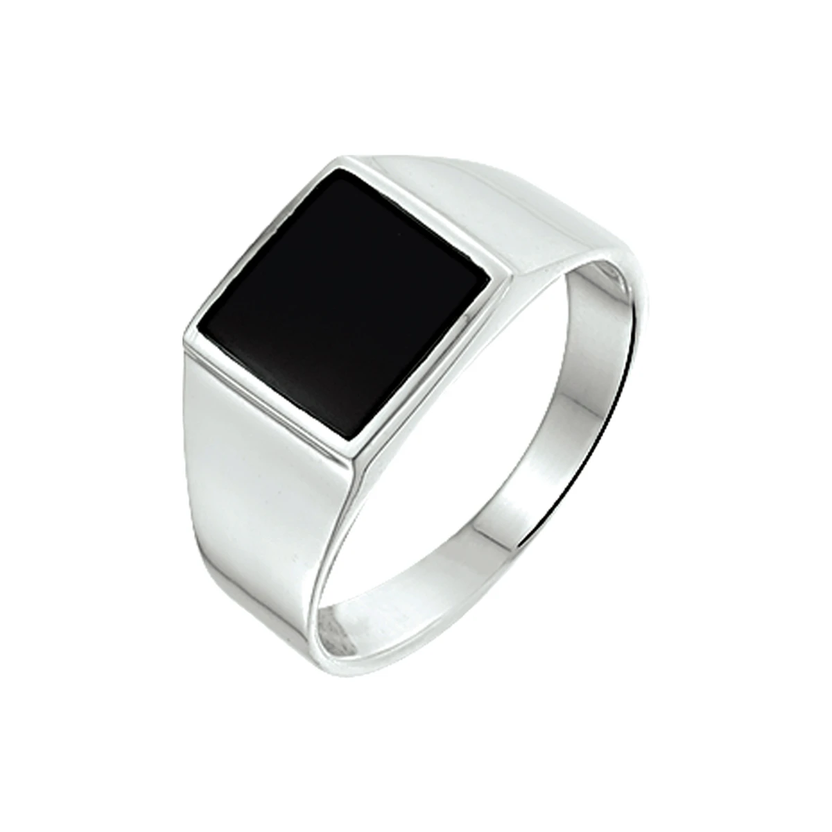 zegelring massief onyx zilver wit