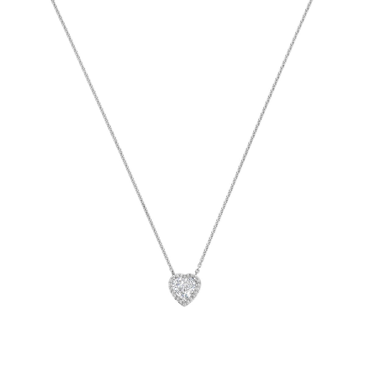 Zilveren Zirkonia Hartjes Ketting