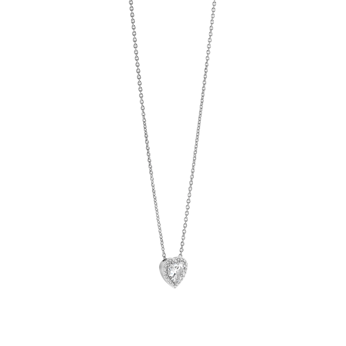Zilveren Zirkonia Hartjes Ketting