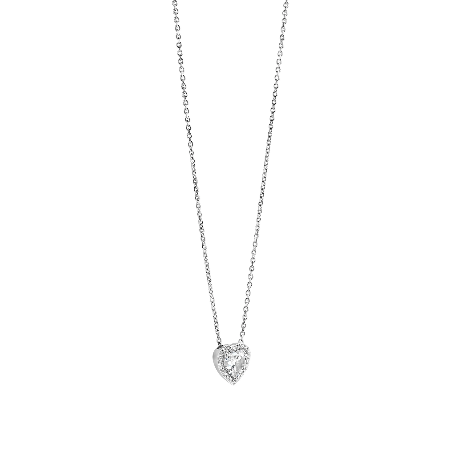 Zilveren Zirkonia Hartjes Ketting