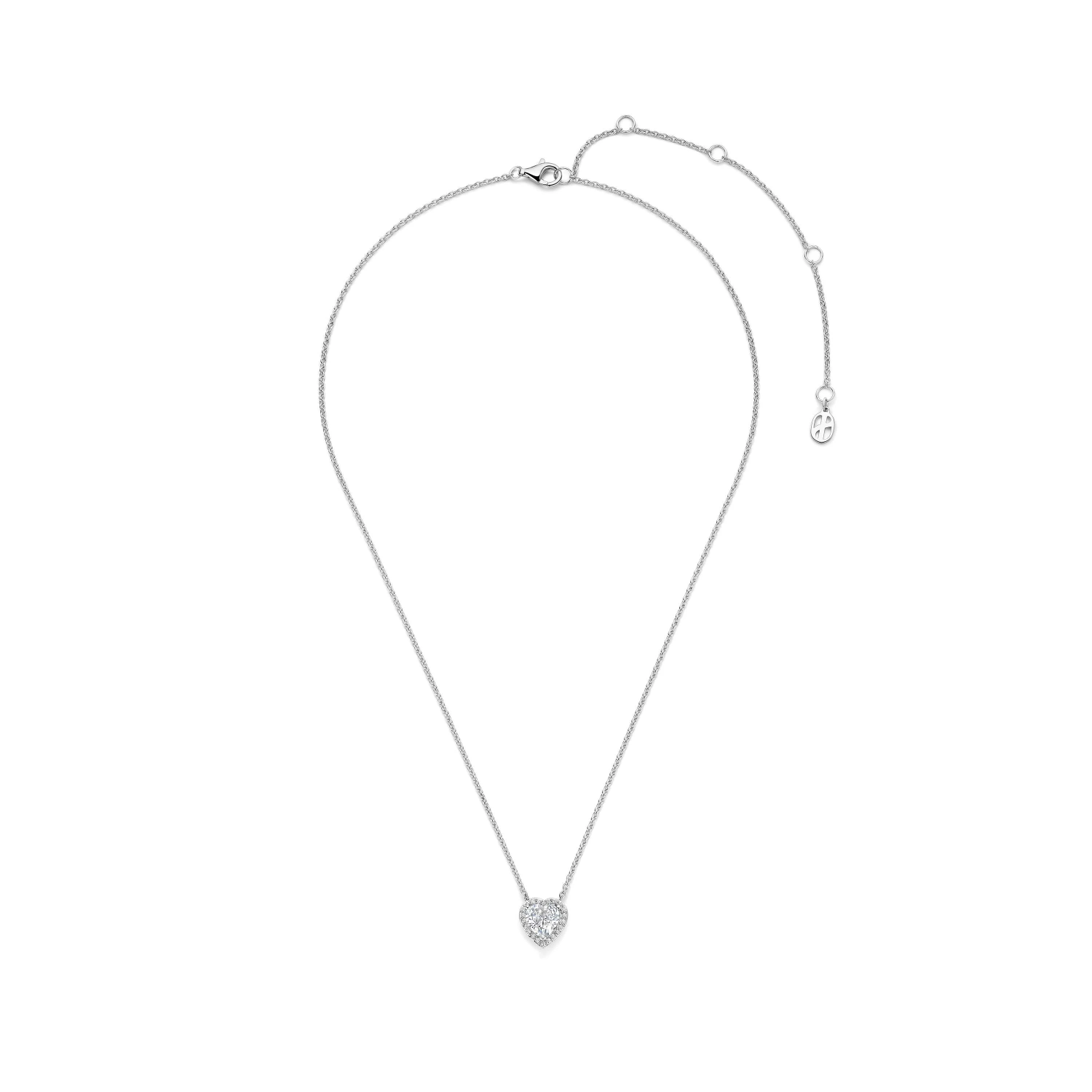 Zilveren Zirkonia Hartjes Ketting