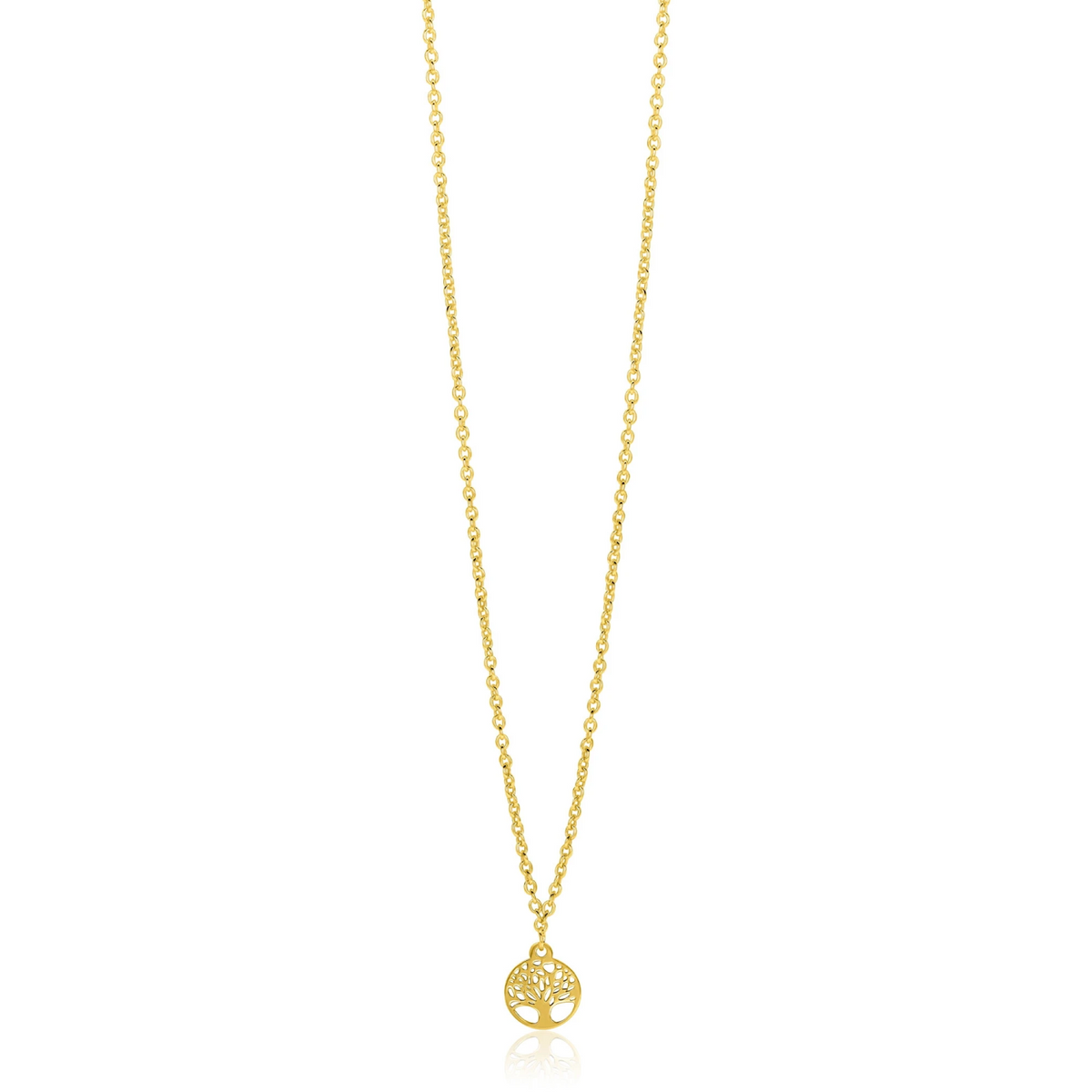ZINZI gold plated zilveren ketting met levensboom hanger 8mm 42-45cm ZIC-BF139G
