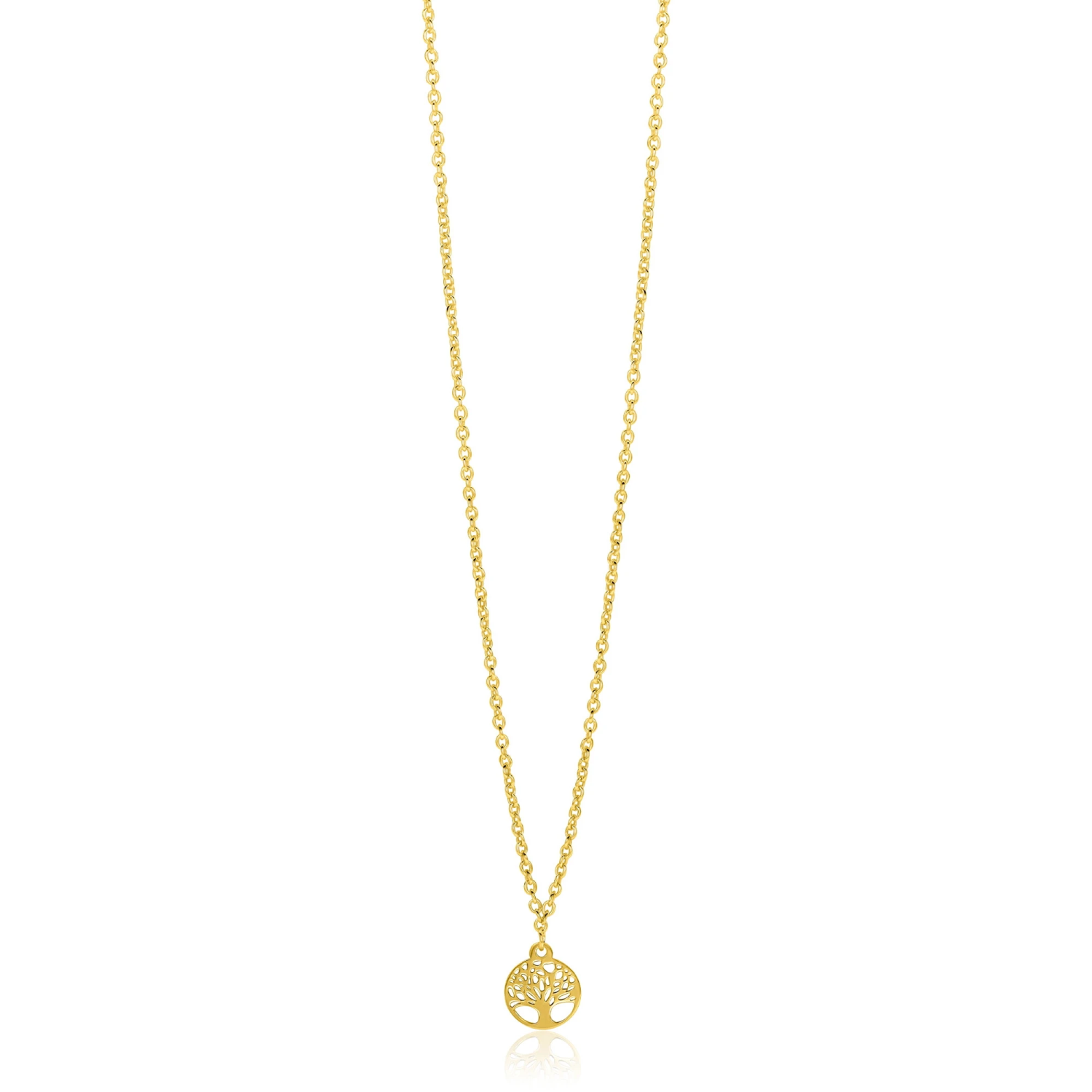 ZINZI gold plated zilveren ketting met levensboom hanger 8mm 42-45cm ZIC-BF139G