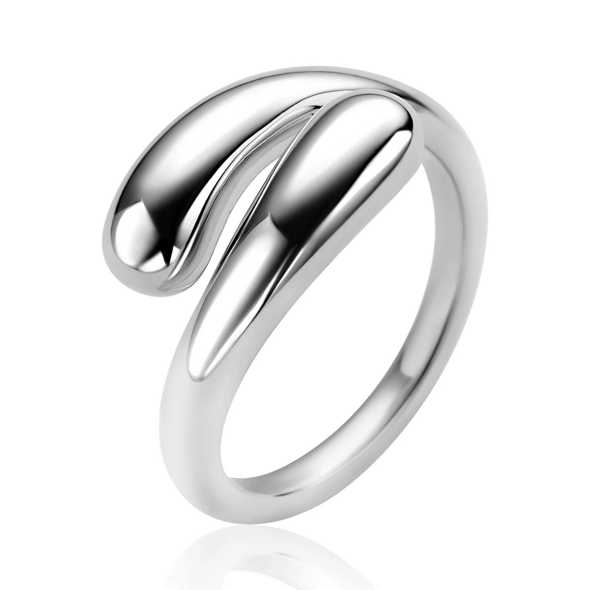 ZINZI zilveren gladde ring met twee druppelvormen 10mm breed ZIR2840