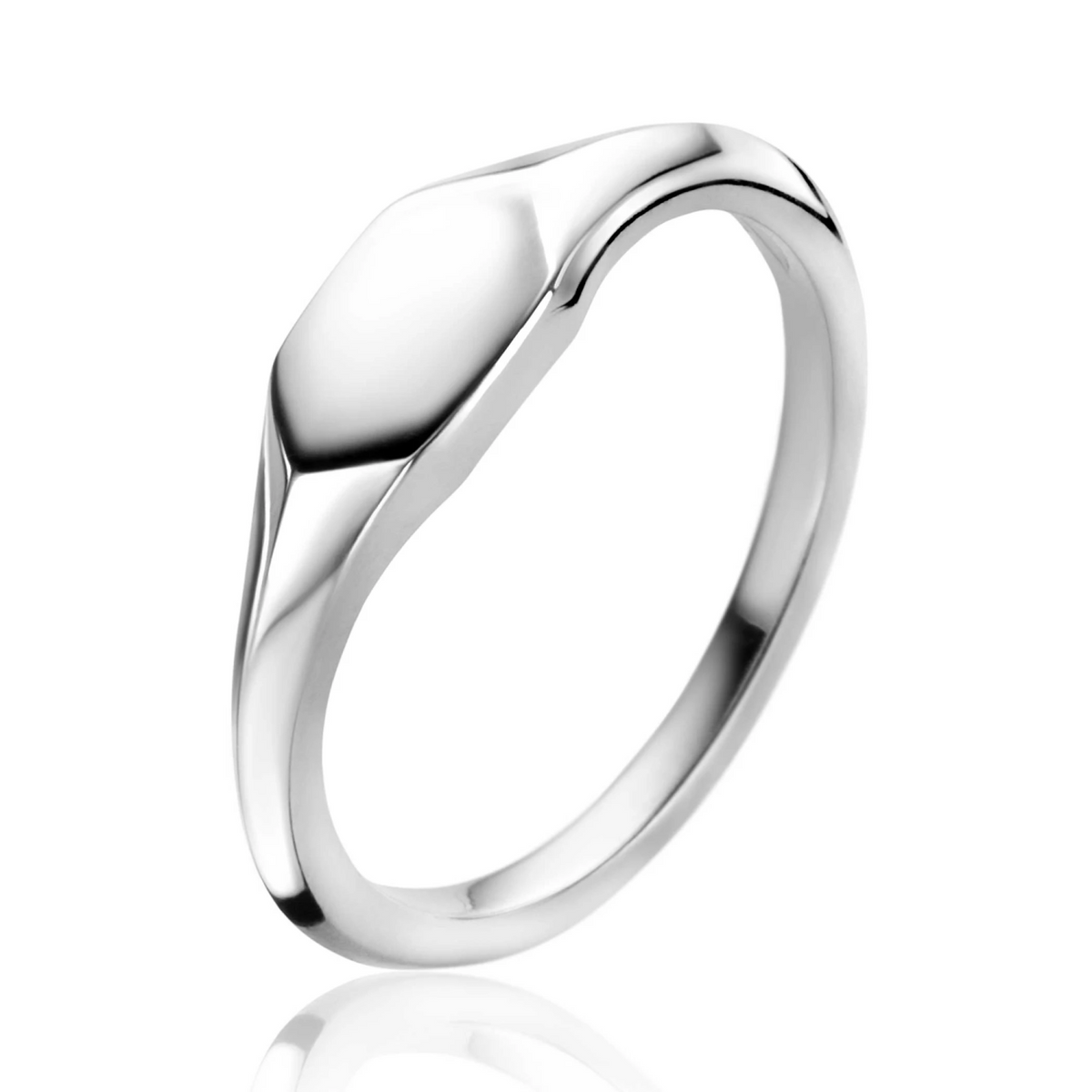 ZINZI zilveren monogram ring in glanzende zeshoekvorm (5,5mm) ZIR2437