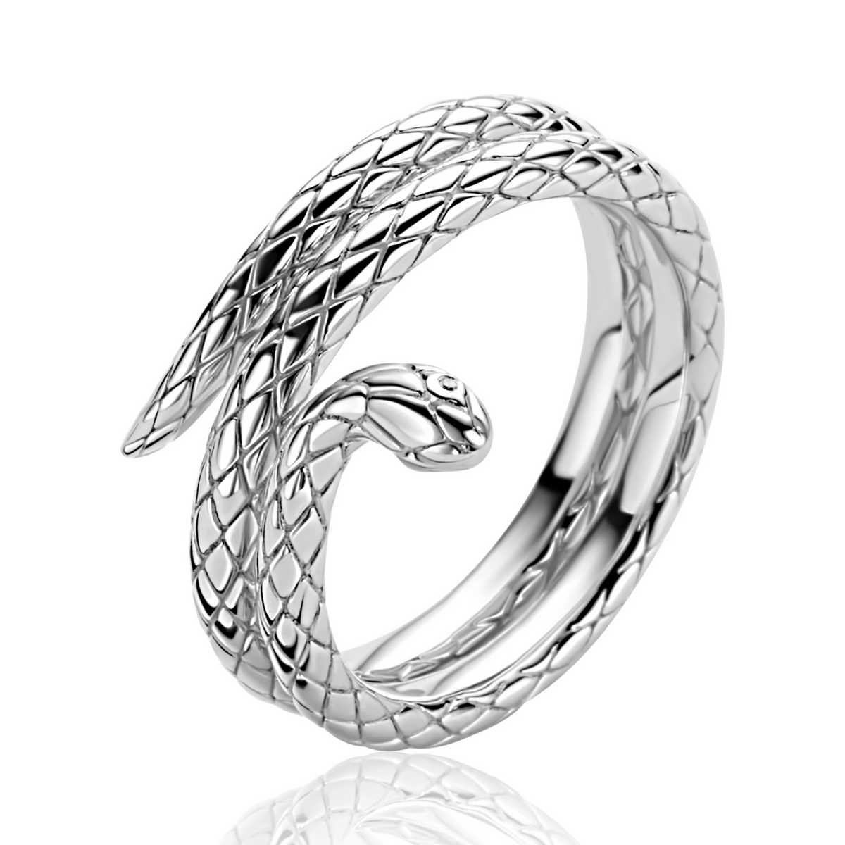 ZINZI zilveren multi-look ring (14mm breed) met slang ZIR2721