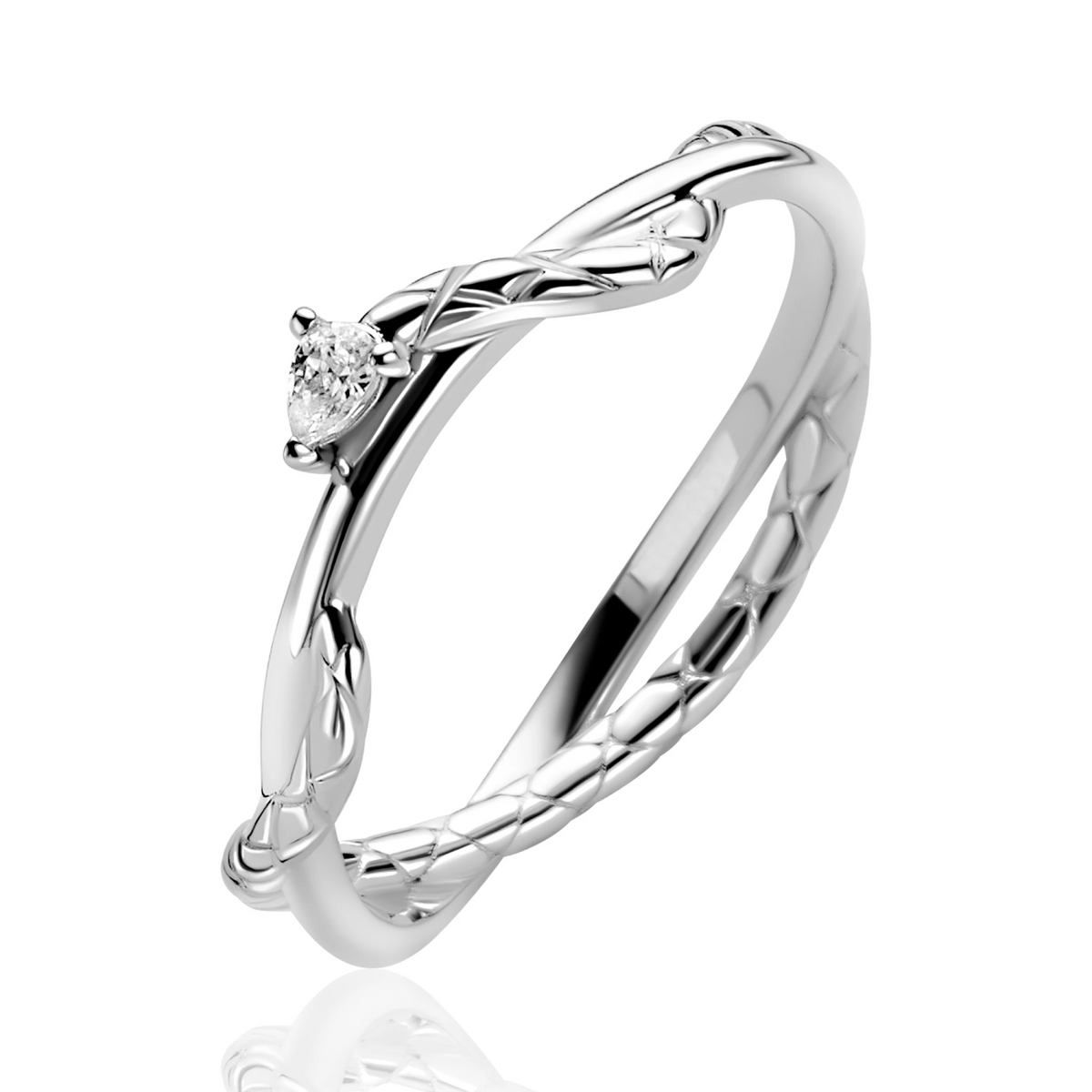 ZINZI zilveren multi-look ring (5mm breed) met slang rondom met witte zirkonia ZIR2722