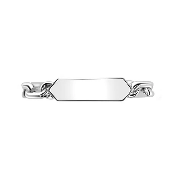 ZINZI zilveren ring met paperclip schakels en rechthoekig glanzend plaatje ZIR2530