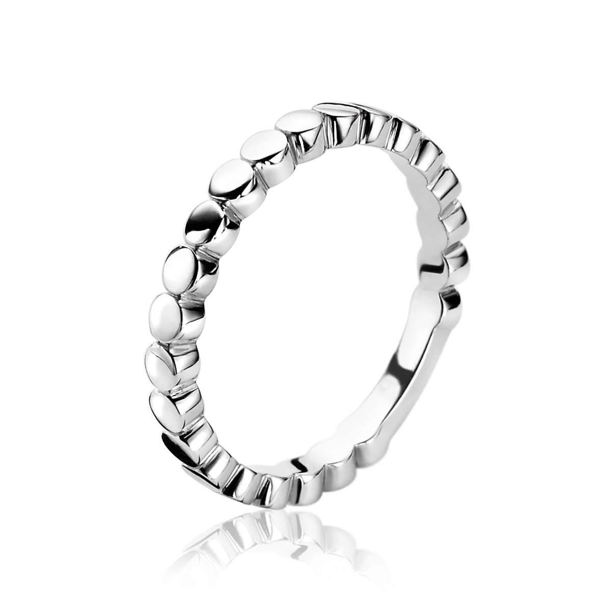 ZINZI zilveren ring open hart, bezet met witte zirconia's in band ZIR1755