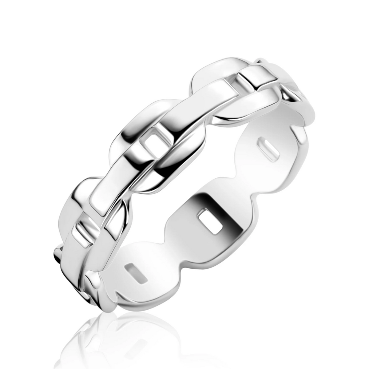 ZINZI zilveren stoere schakel ring 5mm breed ZIRBF152