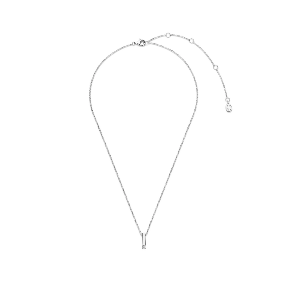 Zirkonia Bar Ketting Zilver