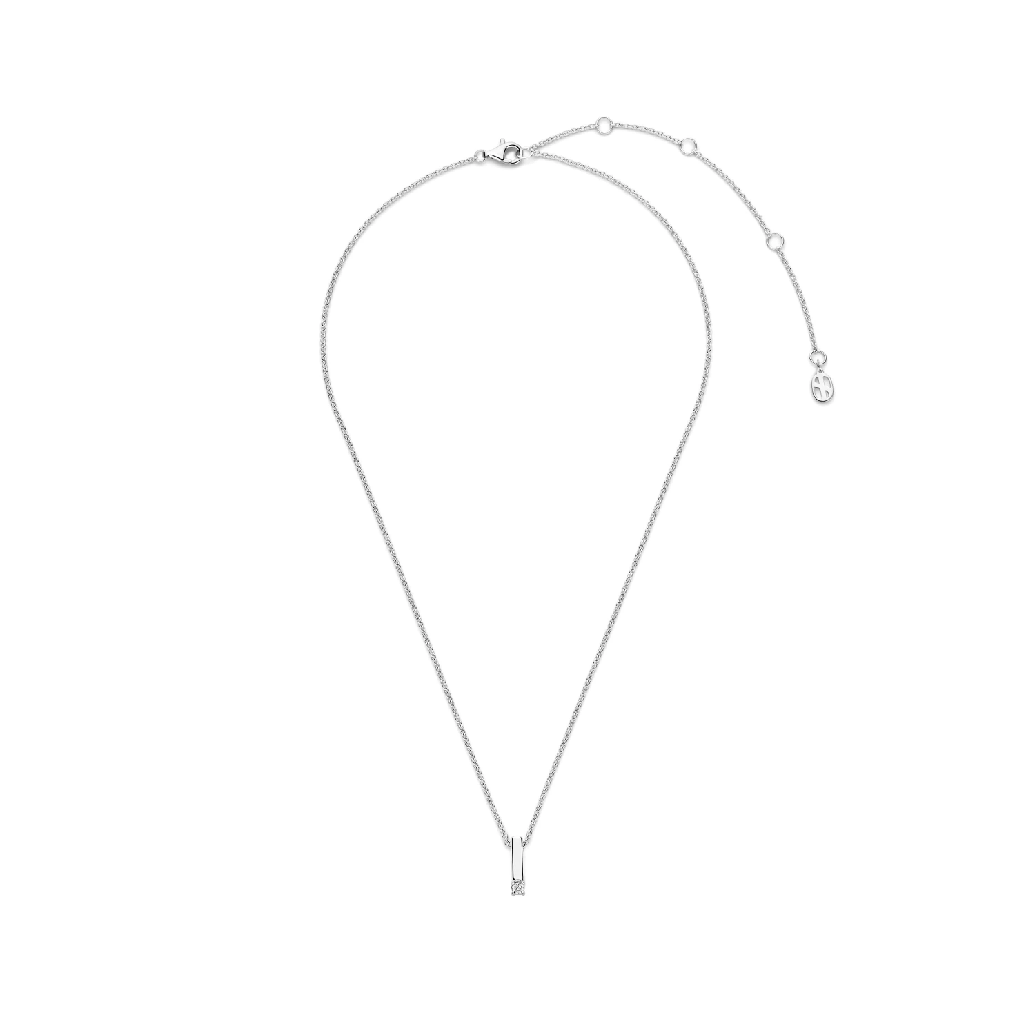 Zirkonia Bar Ketting Zilver