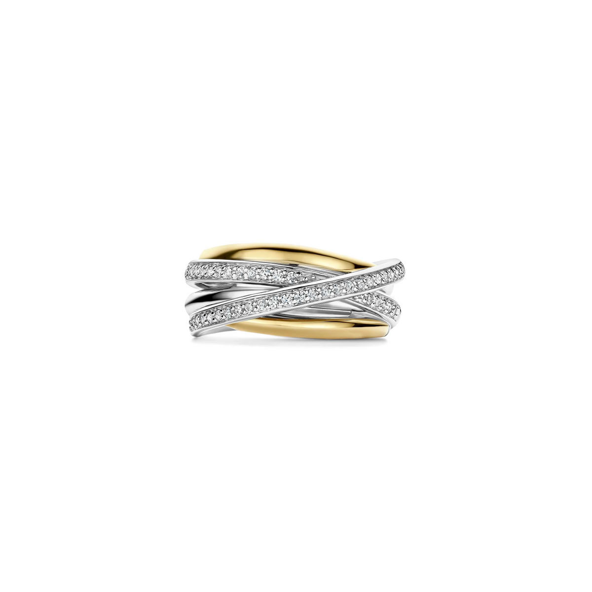 Zirkonia Bicolor Crossover Ring - M model