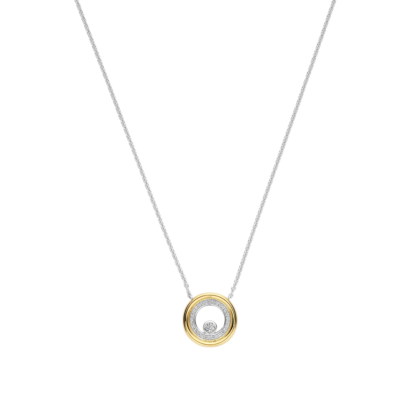 Zirkonia Dubbele Cirkel Ketting