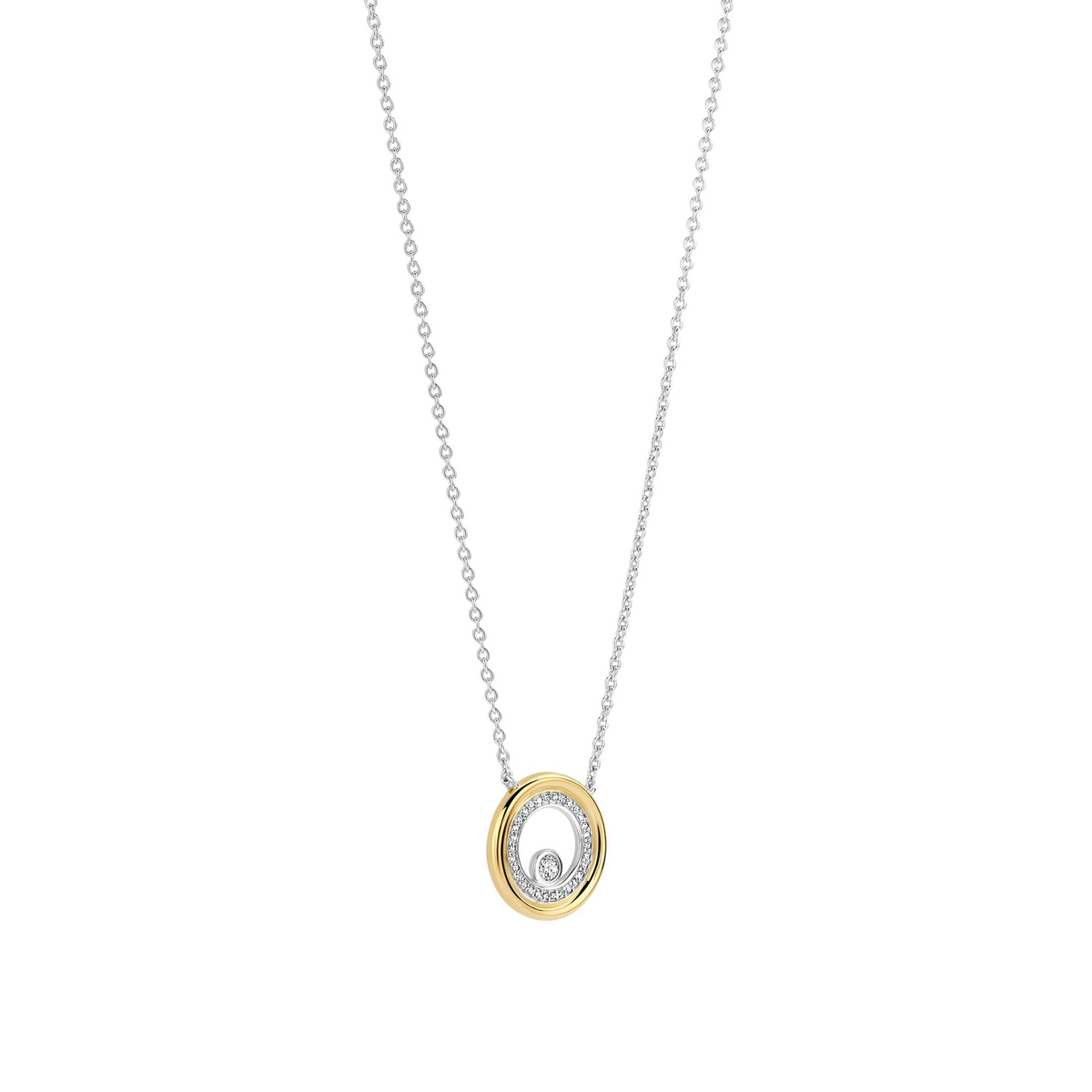 Zirkonia Dubbele Cirkel Ketting