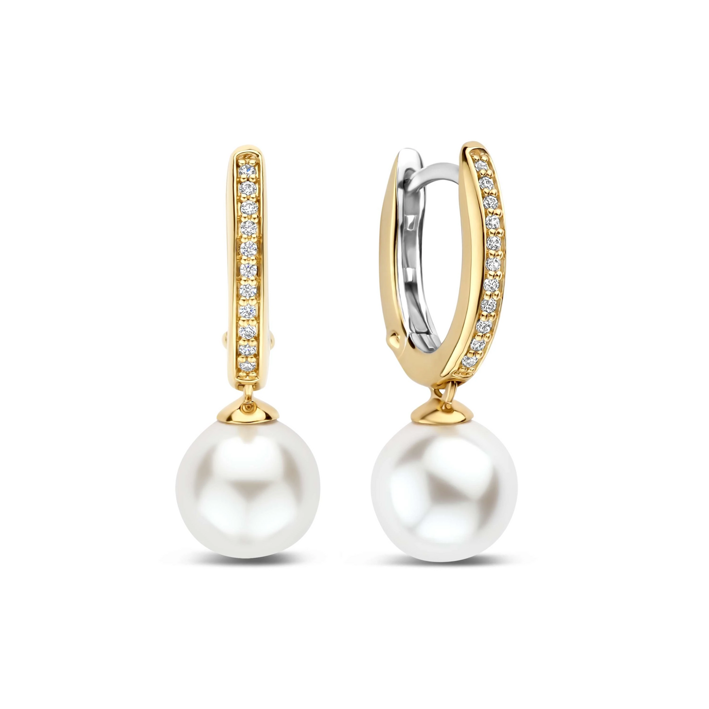 Zirkonia Parel Hoops Goudkleurig