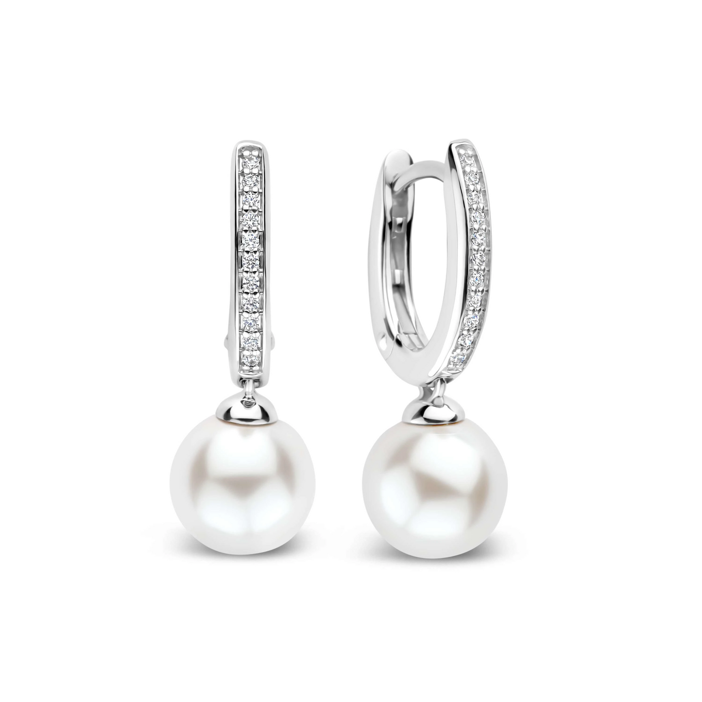 Zirkonia Parel Hoops Zilver