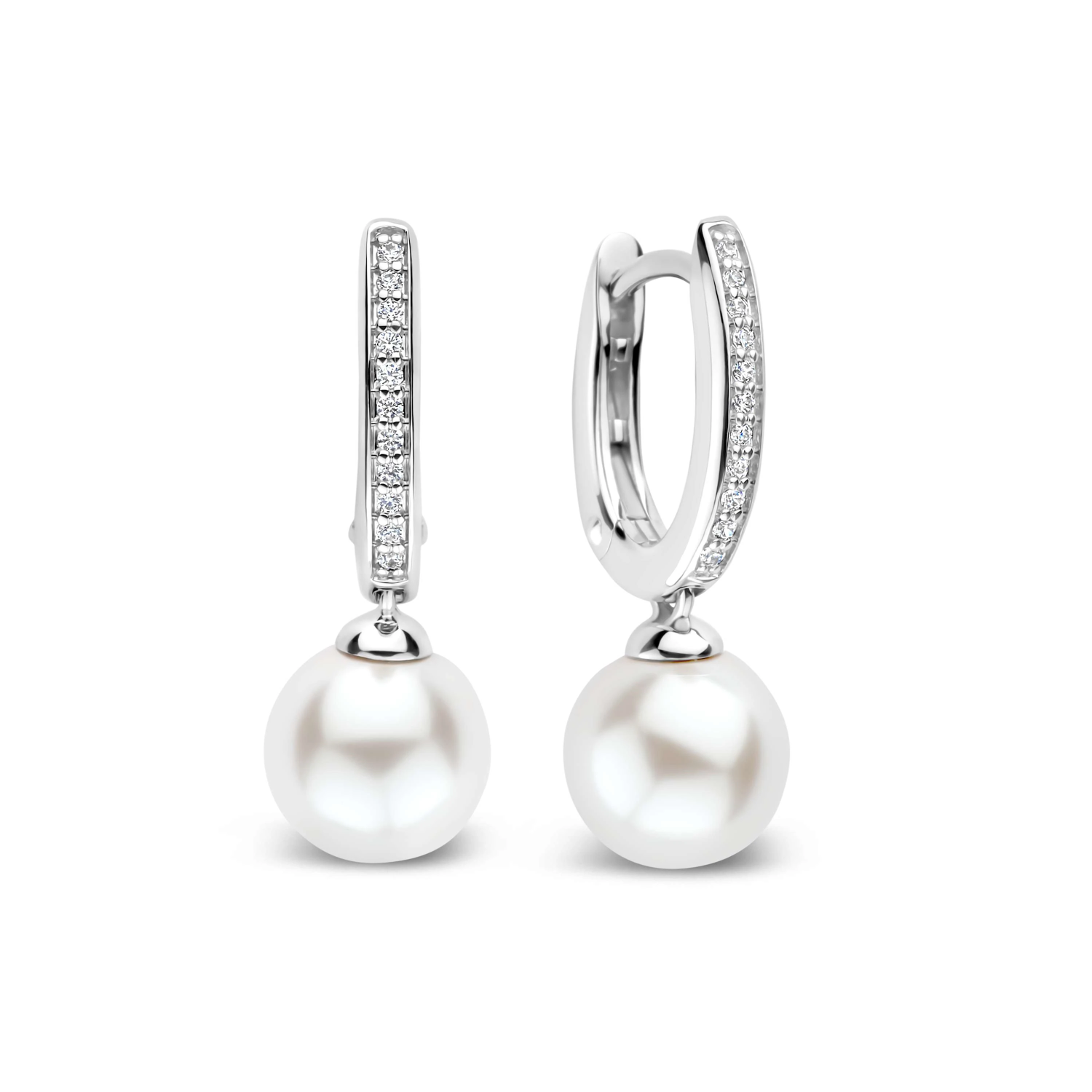 Zirkonia Parel Hoops Zilver