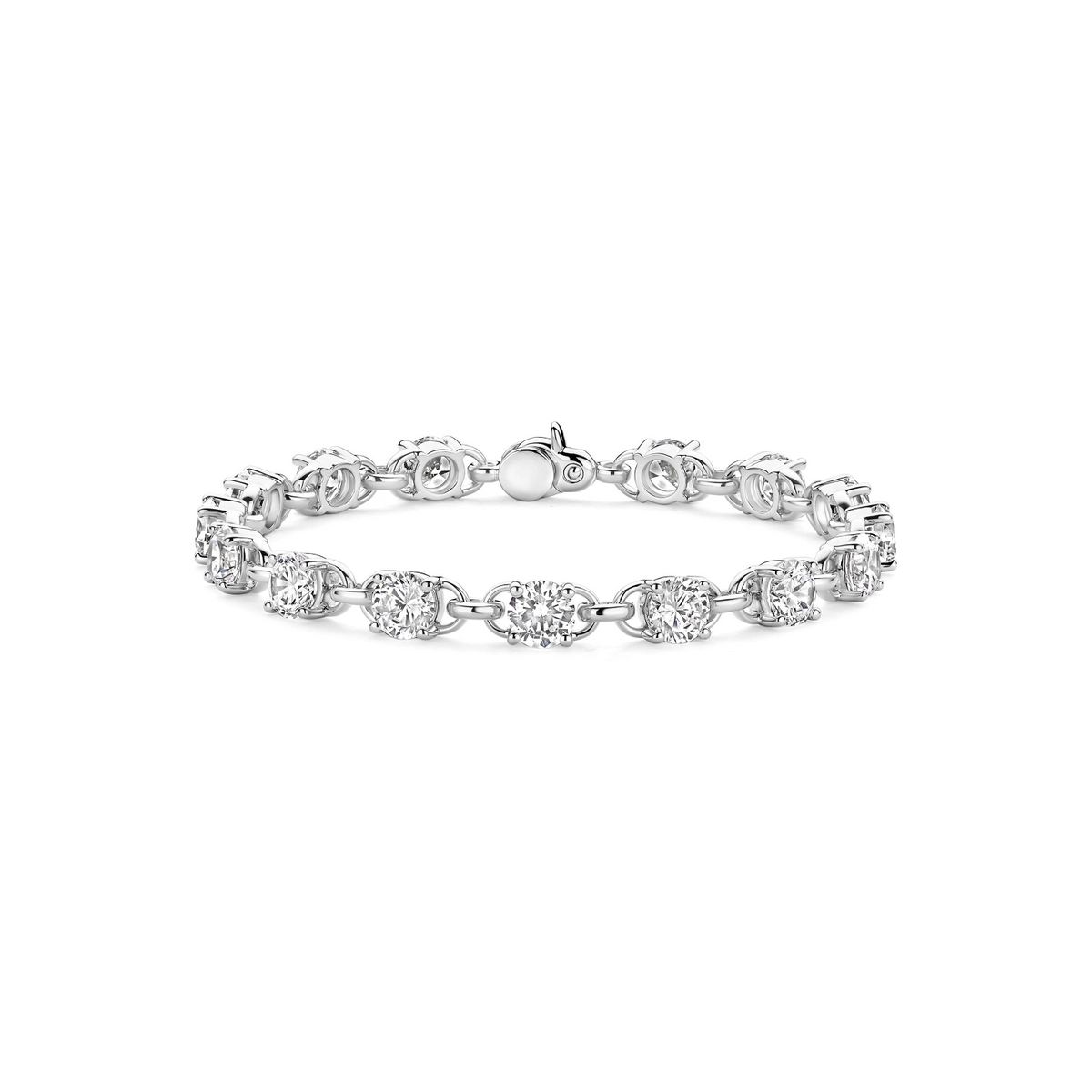 Zirkonia Schakel Armband Zilver