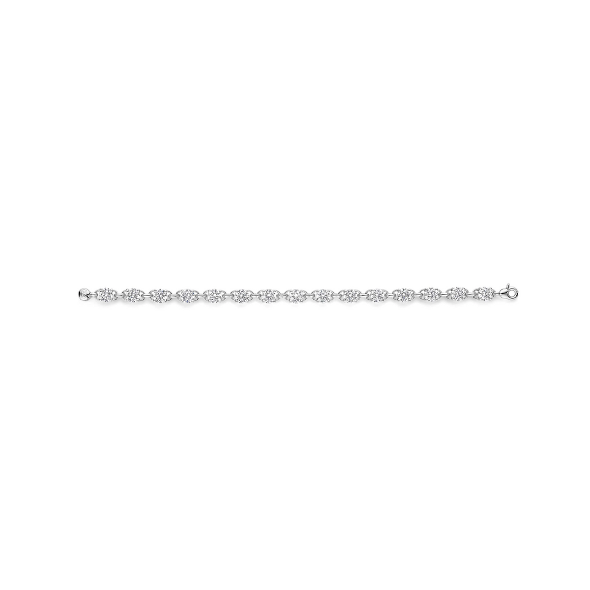 Zirkonia Schakel Armband Zilver