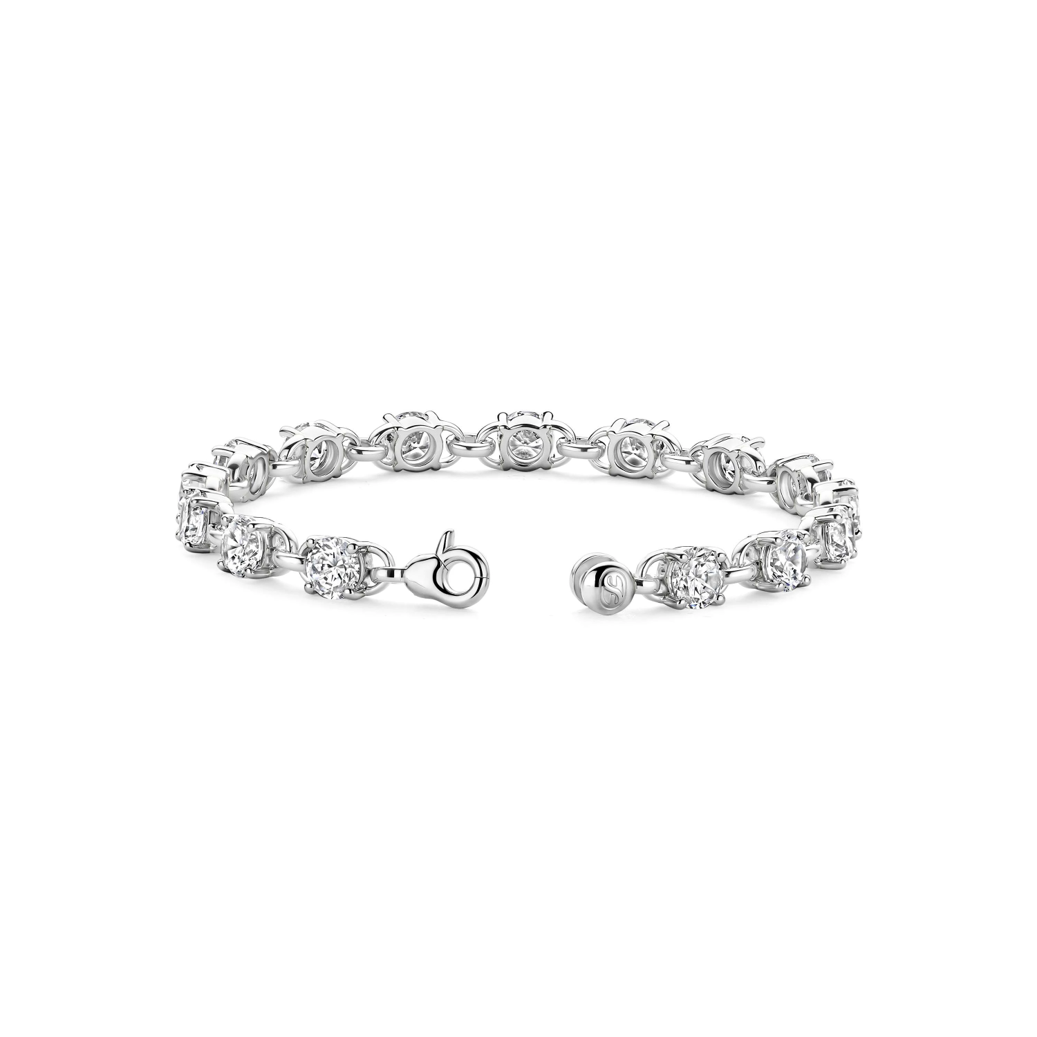 Zirkonia Schakel Armband Zilver